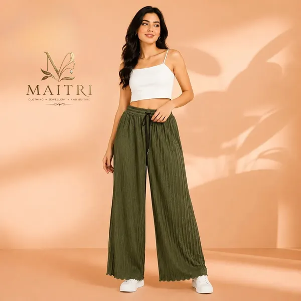 Olive_Green_Lycra_Pleated_Trouser_For_Women