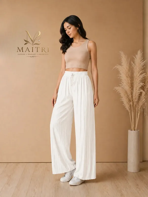 White_Lycra_Pleated_Trouser_For_Women