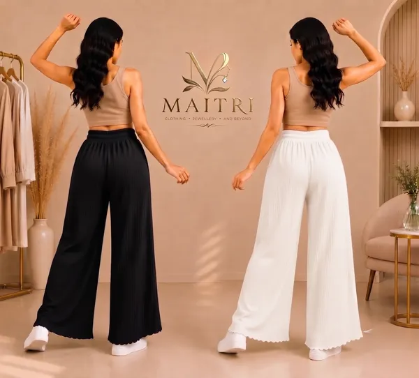 Black_And_Off_White_Lycra_Pleated_Trouser_For_Women_(Pack_Of_2)