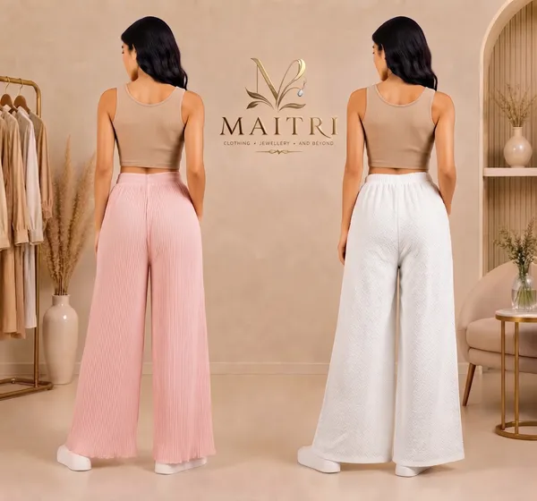 Baby_Pink_And_White_Lycra_Pleated_Trouser_For_Women_(Pack_Of_2)