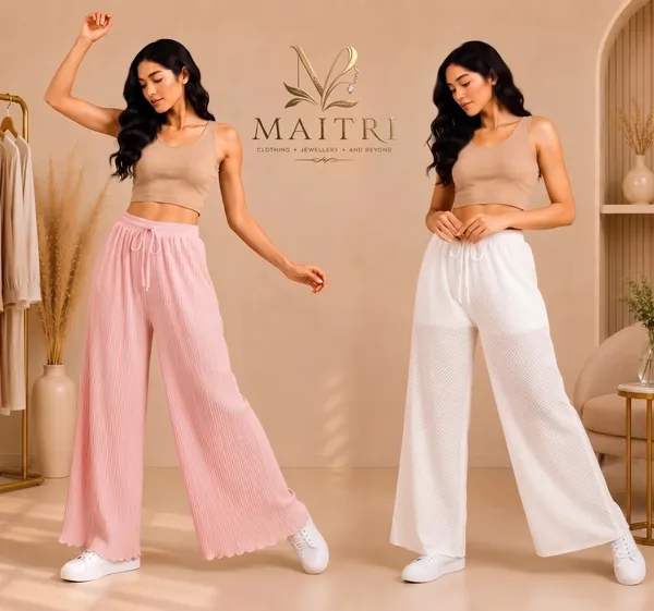 Baby_Pink_And_White_Lycra_Pleated_Trouser_For_Women_(Pack_Of_2)