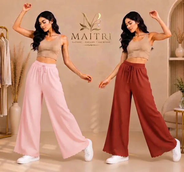 Baby_Pink_And_Red_Lycra_Pleated_Trouser_For_Women_(Pack_Of_2)