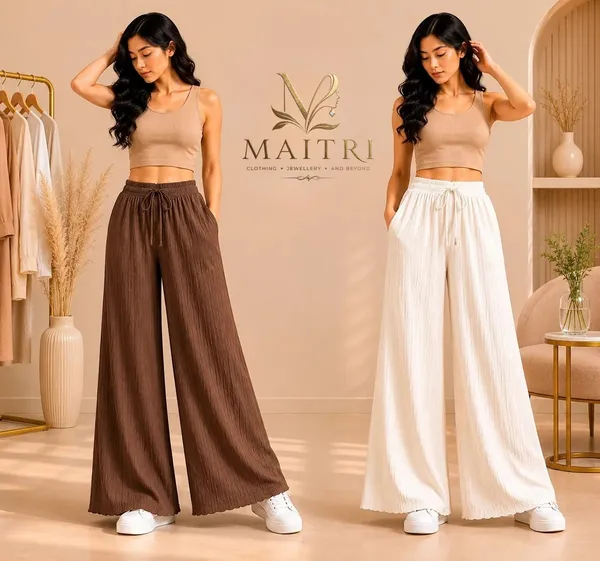 Brown_And_White_Lycra_Pleated_Trouser_For_Women_(Pack_Of_2)