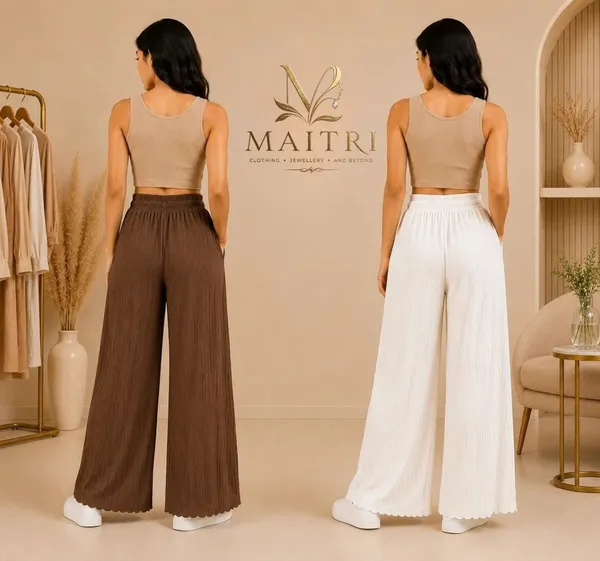 Brown_And_White_Lycra_Pleated_Trouser_For_Women_(Pack_Of_2)