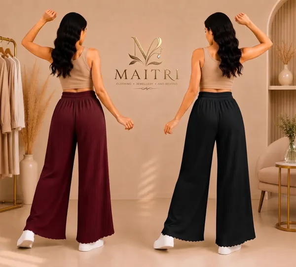 Maroon_And_Black_Lycra_Pleated_Trouser_For_Women_(Pack_Of_2)