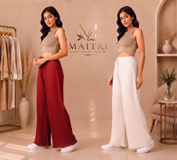 Maroon_And_Off_White_Lycra_Pleated_Trouser_For_Women_(Pack_Of_2)