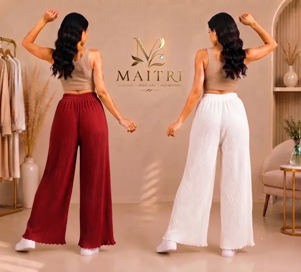 Maroon_And_Off_White_Lycra_Pleated_Trouser_For_Women_(Pack_Of_2)