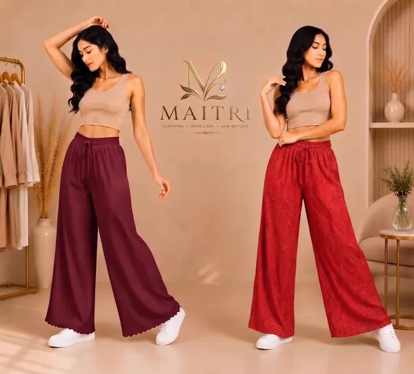 Maroon_And_Red_Lycra_Pleated_Trouser_For_Women_(Pack_Of_2)