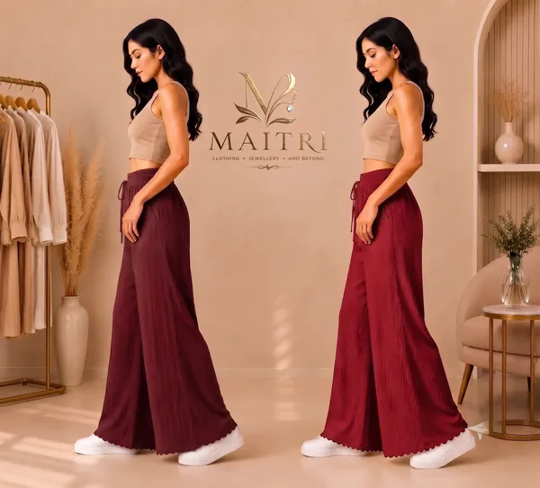 Maroon_And_Red_Lycra_Pleated_Trouser_For_Women_(Pack_Of_2)