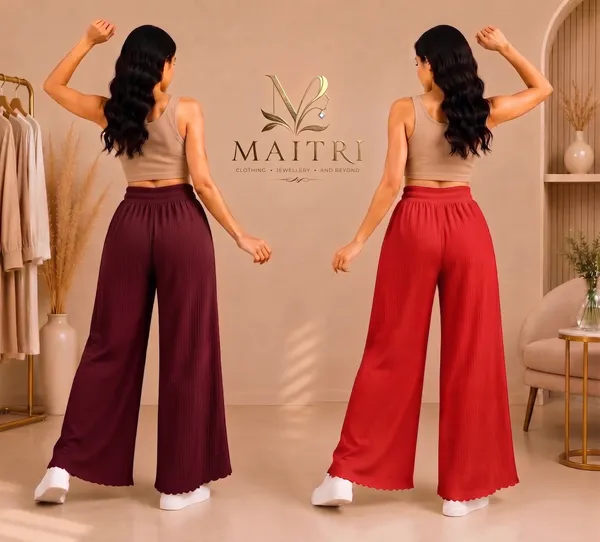 Maroon_And_Red_Lycra_Pleated_Trouser_For_Women_(Pack_Of_2)