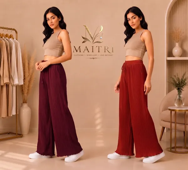 Maroon_And_Red_Lycra_Pleated_Trouser_For_Women_(Pack_Of_2)