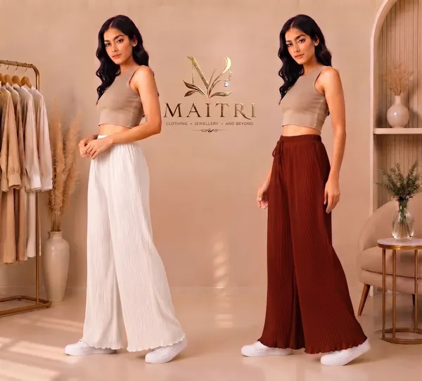 Off_White_And_Red_Lycra_Pleated_Trouser_For_Women_(Pack_Of_2)