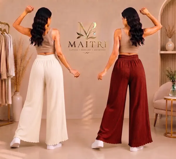 Off_White_And_Red_Lycra_Pleated_Trouser_For_Women_(Pack_Of_2)