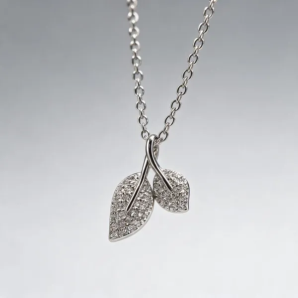 Silver_925_Double_Leaf_Stone_Pendant_Necklace_For_Women