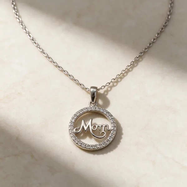 Silver_925_Mom_Script_Stone_Pendant_Necklace_For_Women