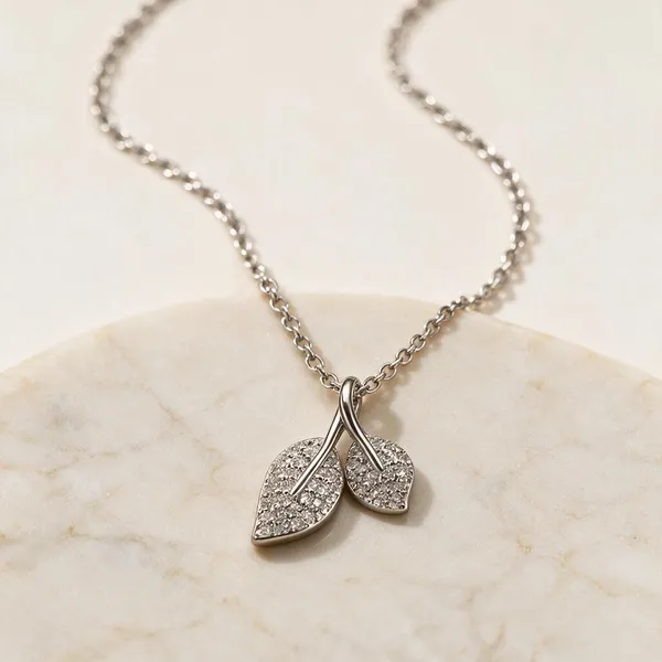 Silver_925_Double_Leaf_Stone_Pendant_Necklace_For_Women