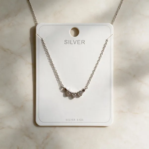 Silver_925_Triple_Heart_Cluster_Pendant_Necklace_For_Women