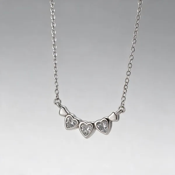 Silver_925_Triple_Heart_Cluster_Pendant_Necklace_For_Women