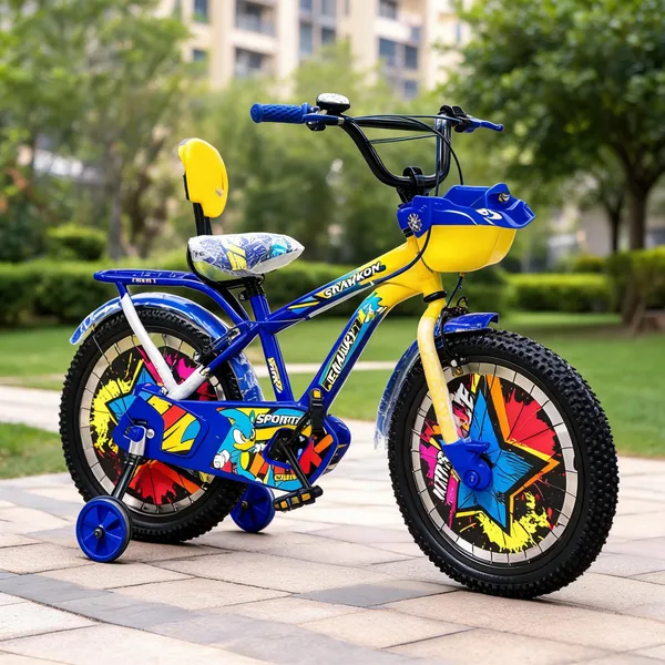 Blue_Steel_Frame_Bicycle_With_Basket_And_Training_Wheels_For_Kids