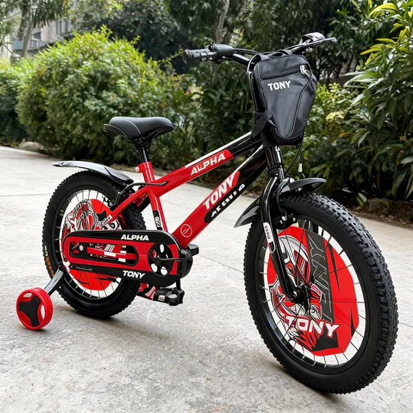 Red_Black_Steel_Frame_Bmx_Bicycle_With_Training_Wheels_For_Kids