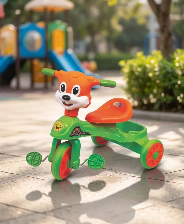 Green_Plastic_Musical_Pedal_Tricycle_With_Storage_Basket_For_Kids