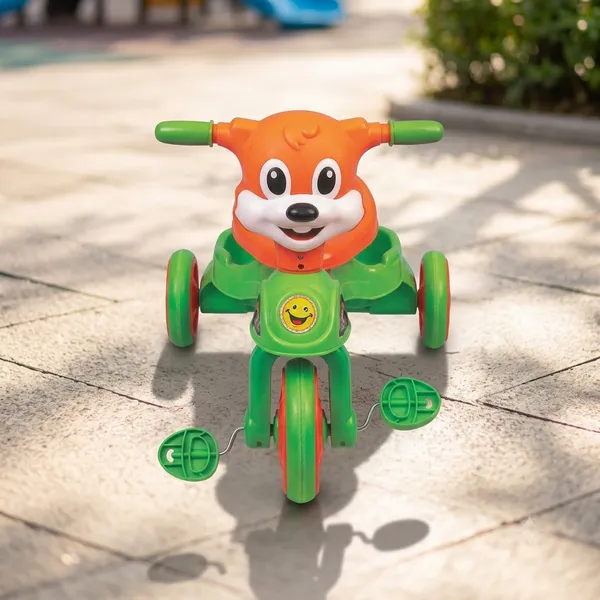 Green_Plastic_Musical_Pedal_Tricycle_With_Storage_Basket_For_Kids