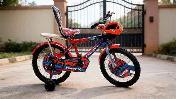 Red_Black_Steel_Kids_Bicycle_With_Training_Wheels_For_Kids