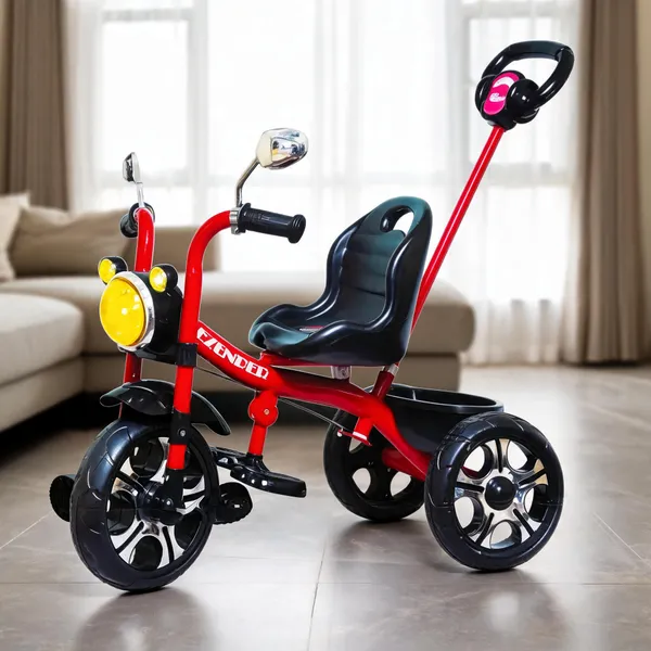Red_Plastic-Metal_Parent_Push_Tricycle_For_Kids