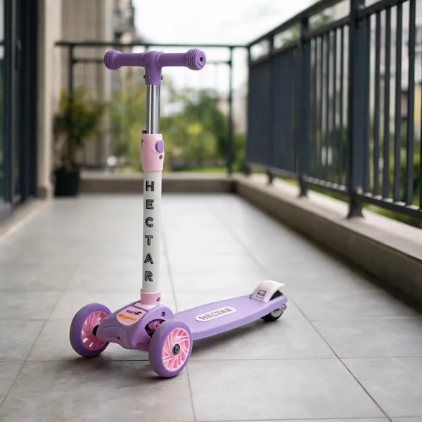 Pink_Purple_Anti-Slip_Plastic_Foldable_Three-Wheel_Scooter_For_Kids