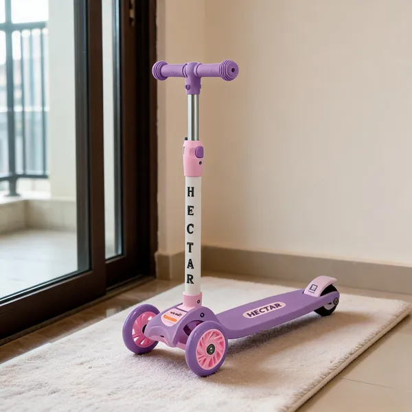 Pink_Purple_Anti-Slip_Plastic_Foldable_Three-Wheel_Scooter_For_Kids