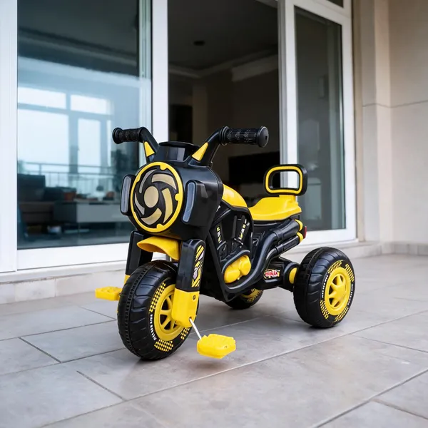 Yellow_Black_Plastic_Ride-On_Pedal_Tricycle_For_Kids