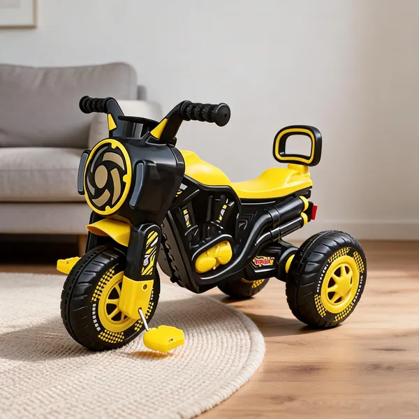 Yellow_Black_Plastic_Ride-On_Pedal_Tricycle_For_Kids