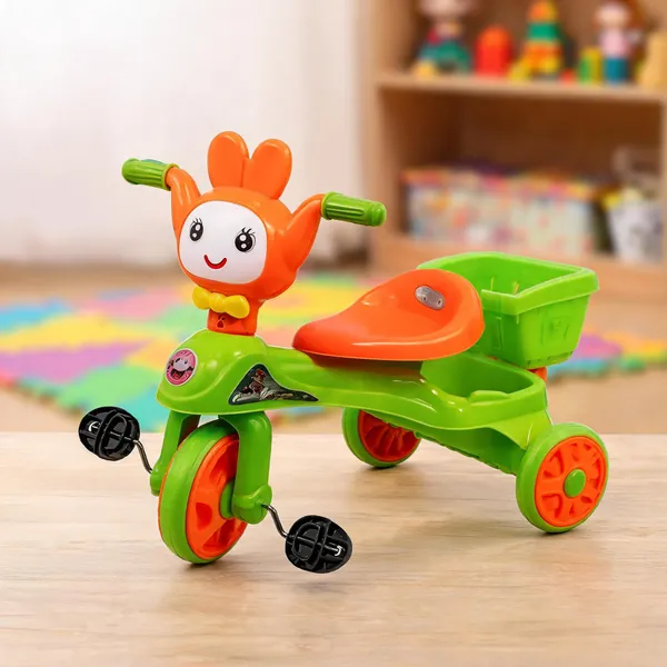 Green_Plastic_Musical_Pedal_Tricycle_With_Storage_Basket_For_Kids