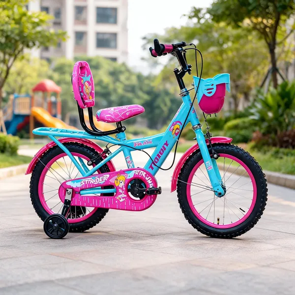 Pink_Blue_Steel_Frame_Bicycle_With_Training_Wheels_For_Kids
