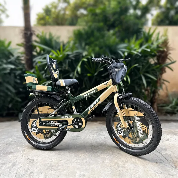 Gold_Black_Steel_Frame_Bicycle_With_Front_Bag_For_Kids