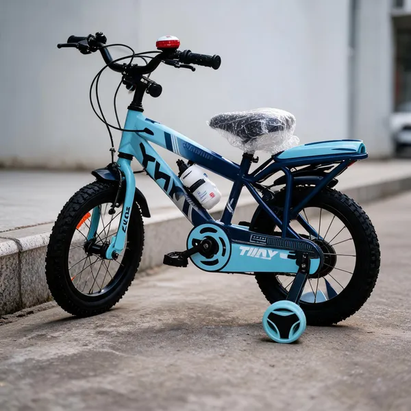 Blue_Steel_Frame_Bicycle_With_Training_Wheels_For_Kids