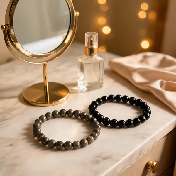 Pyrite_Bracelet_and_Black_Obsidian_Bracelet