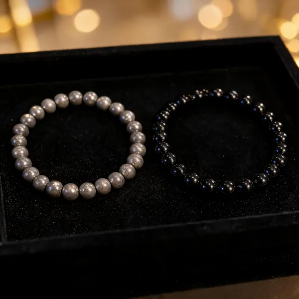 Pyrite_Bracelet_and_Black_Obsidian_Bracelet