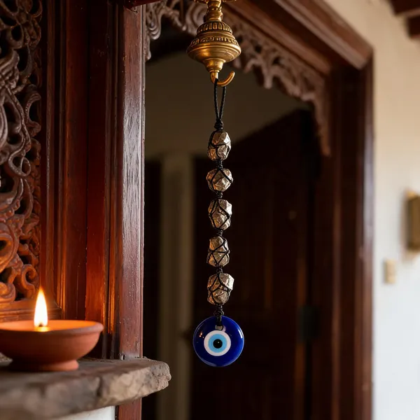 Pyrite_Hanging_with_Evil_Eye_Charm