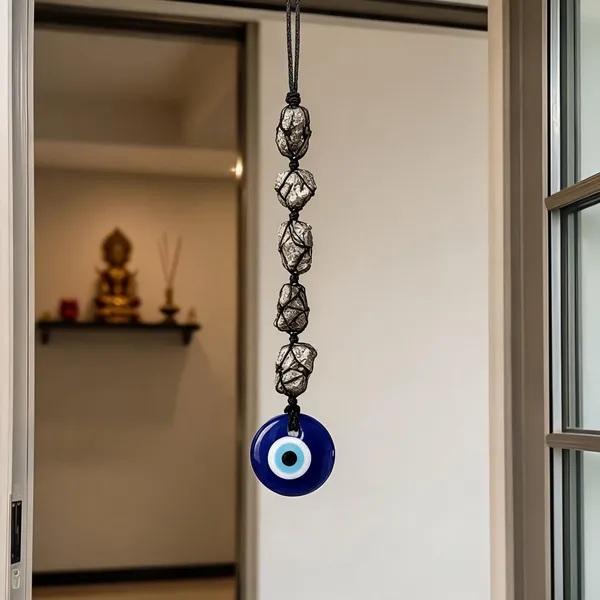 Pyrite_Hanging_with_Evil_Eye_Charm