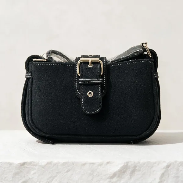 Black_Synthetic_Leather_Shoulder_Handbag_For_Women