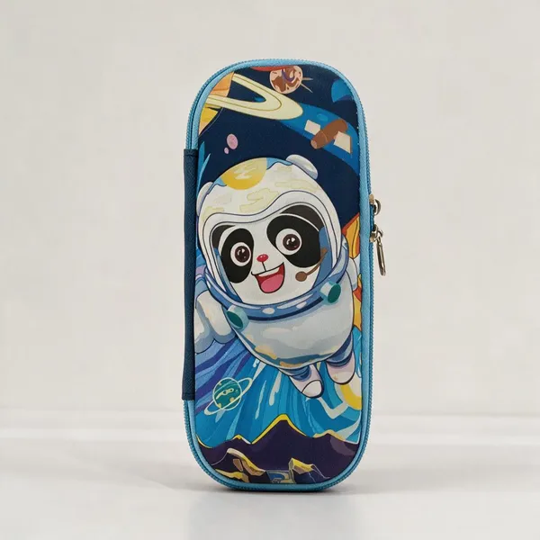 Blue_Synthetic_Leather_Astronaut_Panda_Print_Pencil_Case_For_Kids