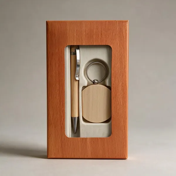 Orange_Wood_Pen_And_Keychain_Gift_Set