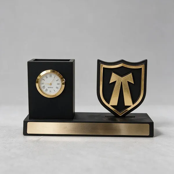 Black_Gold_Wood_Desk_Organizer_With_Clock_And_Emblem