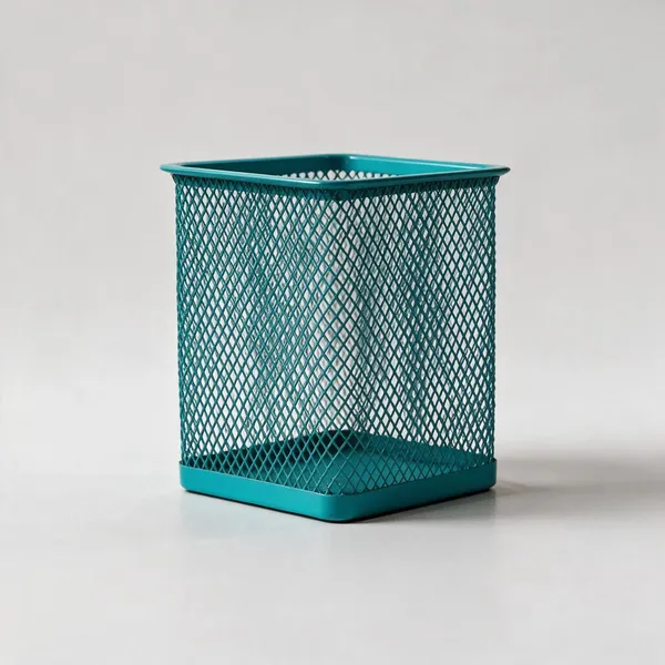 Teal_Steel_Mesh_Desktop_Pen_Holder