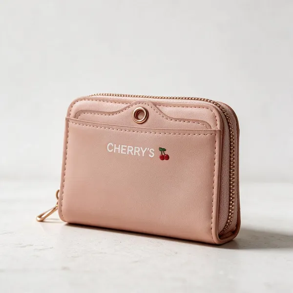 Pink_Synthetic_Leather_Compact_Zip_Pouch_For_Women