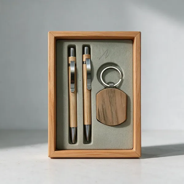 Yellow_Wood_Pen_And_Keychain_Gift_Set