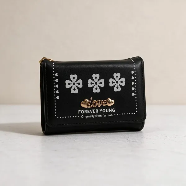 Black_Synthetic_Leather_Compact_Wallet_For_Unisex