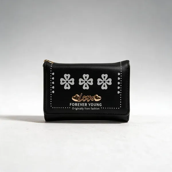 Black_Synthetic_Leather_Compact_Wallet_For_Unisex