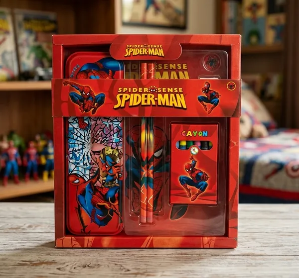 Red_Plastic_Spider-Man_Print_Stationery_Set_For_Kids